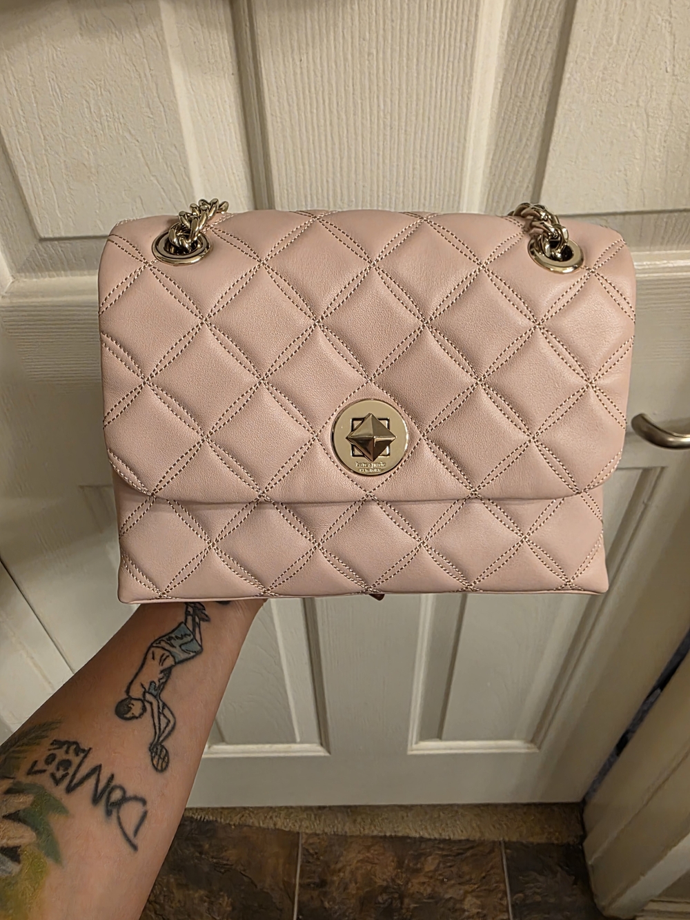 kate spade Quilted Pale Pink Chain Shoulder Bag